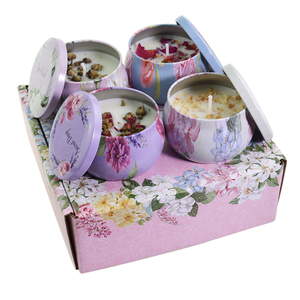 4 OZ Natural Dried Flowers Soy Candle Gift Set